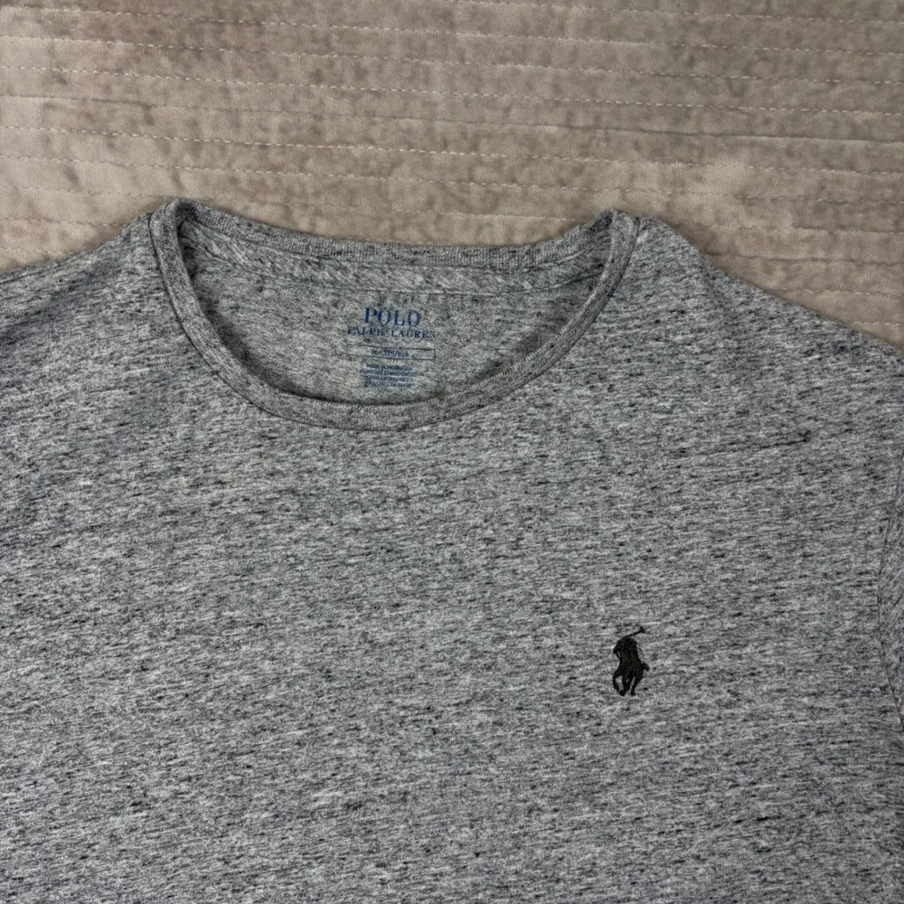 Polo Ralph Lauren Mens Grey Heather Long Sleeve T-Shirt Pony Logo Size Medium